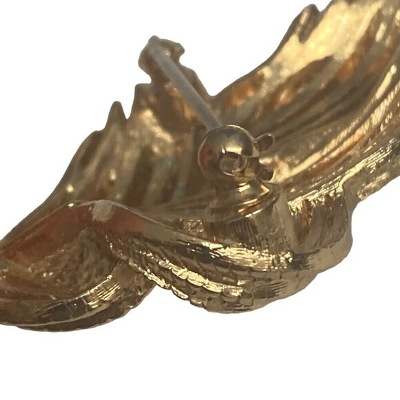 Vintage Gold Tone Filigree Monet Leaf Brooch Pin Spray Mod Retro Signed - Picture 5 of 5